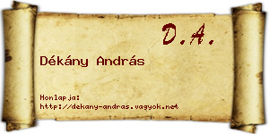 Dékány András névjegykártya